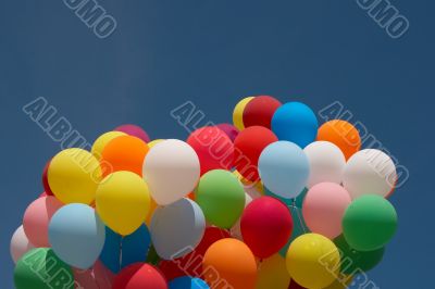 Countless colorful balloons in deep blue sky