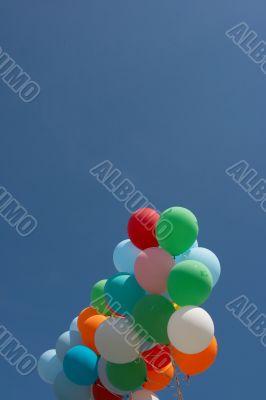 Countless colorful balloons in deep blue sky