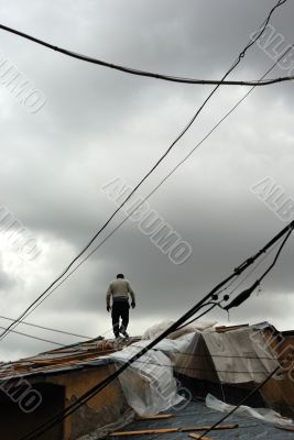 walking on roof