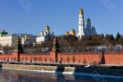 Moscow Kremlin, Russia. View from bridge.