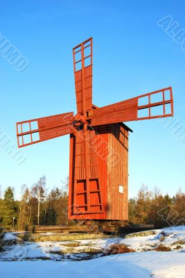 Red Wooden Windmill