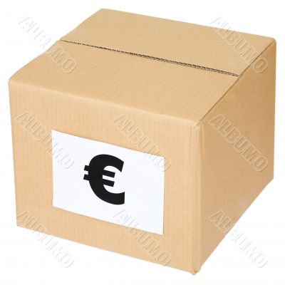 Cardboard box with a euro sign