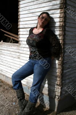 Woman aainst Wall