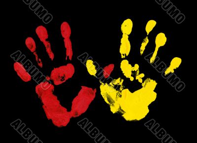 Yellow and red fingerprint