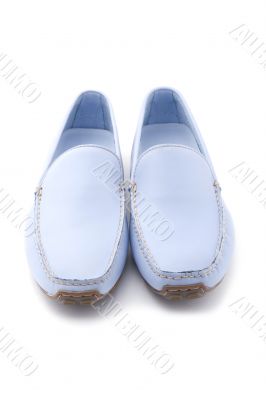 Blue shoes on white