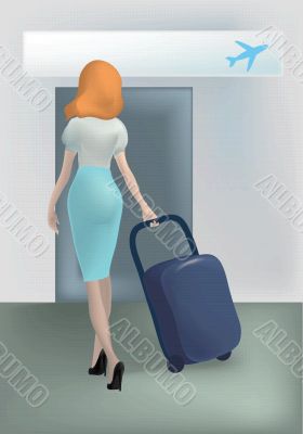 young woman come to airport