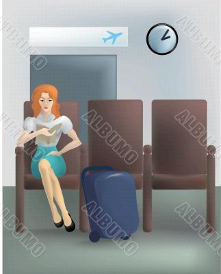 young woman come to airport