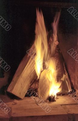 Burning wood