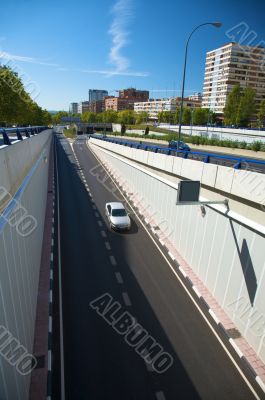 car coming in city tunnel