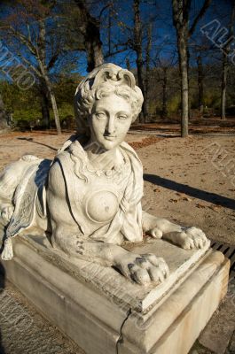 woman and lion statue