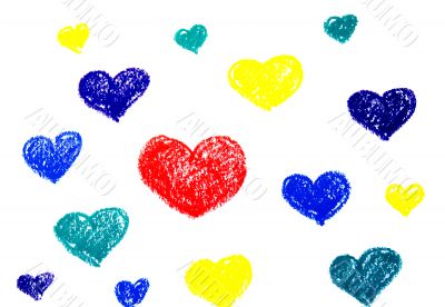 colors heart on white