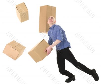 Man and cardboard