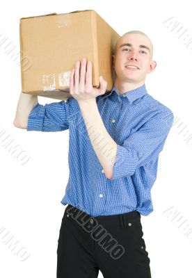 Man hold cardboard
