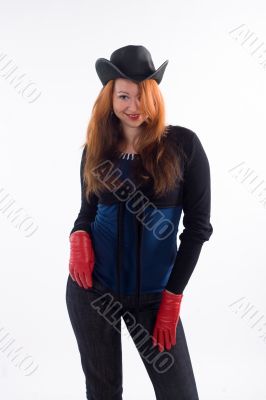 Young girl and red gloves