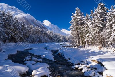 Winter mountain river