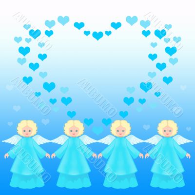 Valentine card with angels