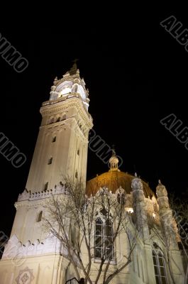 illuminated church