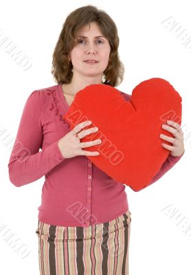 Woman with red heart