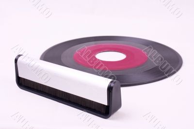 Vinyl brush and red record