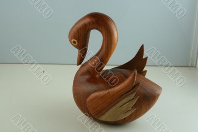 A wooden swan