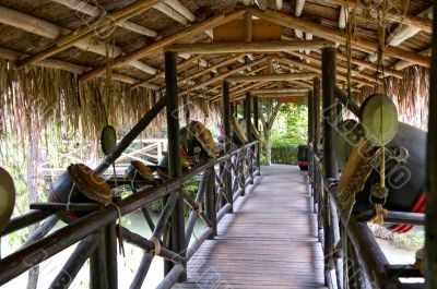 Corridor of wooden bridge