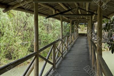 Corridor of wooden bridge