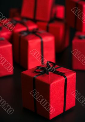 many red gift boxes