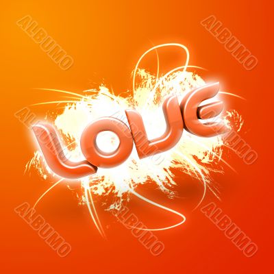 3D illustration of the word Love Orange