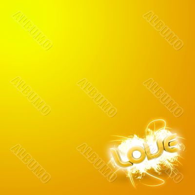 3D illustration of the word Love Yellow mini