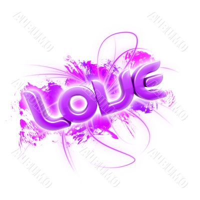 3D illustration of the word Love Pink 2