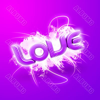 3D illustration of the word Love Pink