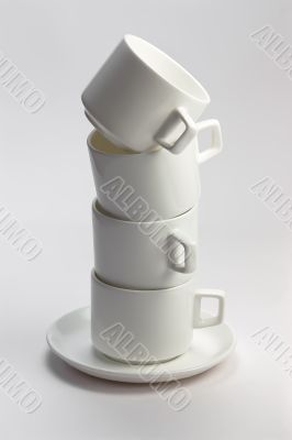Empty white coffee cups