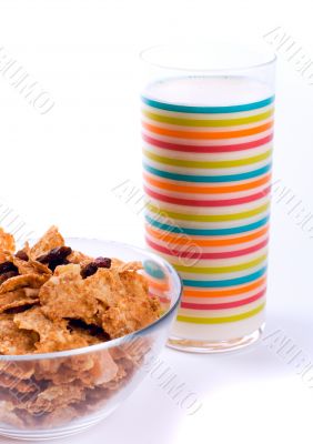 cornflakes and glass of milk