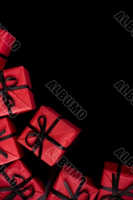 red gift boxes on black