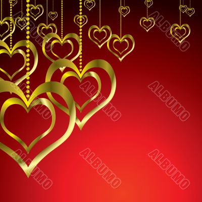 gold love heart hang