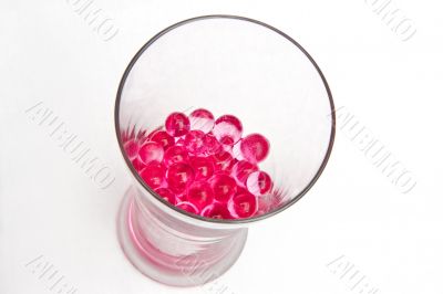 Glass filled with gel balls