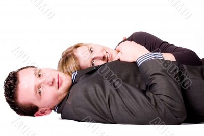 Lay down on white
