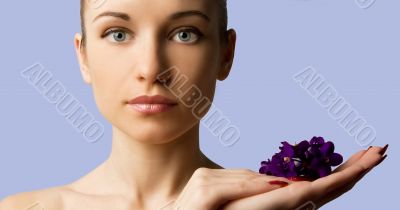 The girl and a flower