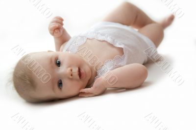 The child is isolated on white