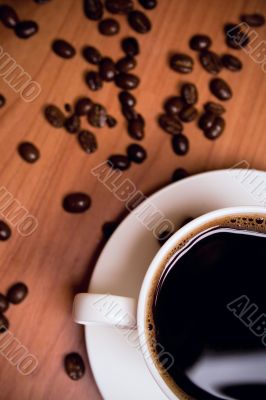 cup of coffee and beans