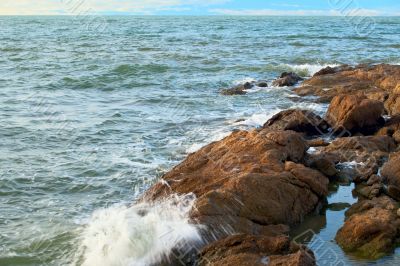 Stones on cold water