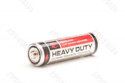 Single Heavy Duty AA Battery on White