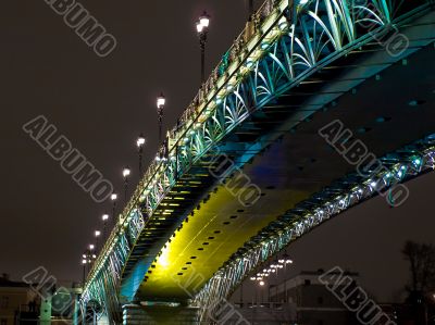 New bridge over the river at winter night