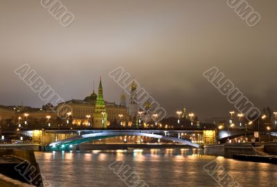 Kremlin view from the river at night. Moscow. Russia.