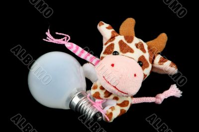 Cow with a light bulb