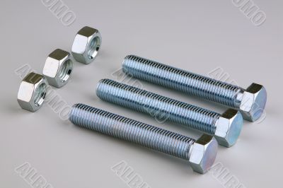 Three pairs nuts and bolts
