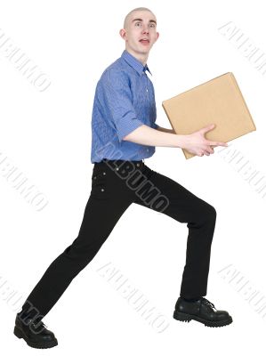 Man holding cardboard box