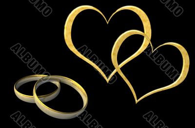 Two hearts and rings