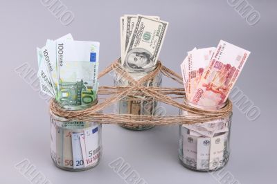 Money in jars