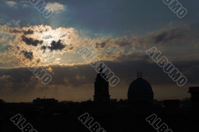 The sunset above the roofs